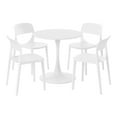 thumbnail image 6 of WestinTrends Playa 5-Piece Round Metal Bistro Dining Table Set And Stackable Resin Patio Dining Side Chairs, White, 6 of 14