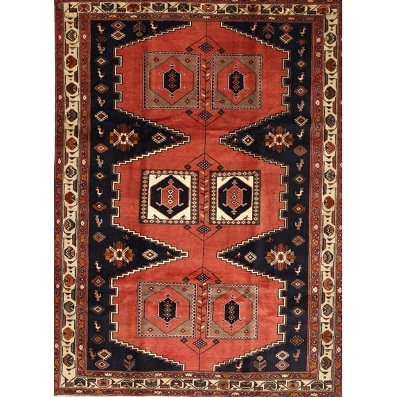 Ahgly Company Machine Washable Indoor Rectangle Traditional Saffron Red Area Rugs, 8' x 12'