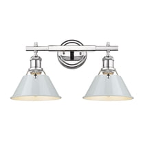 Orwell 2-Light Vanity Light in Chrome with Dusky Blue