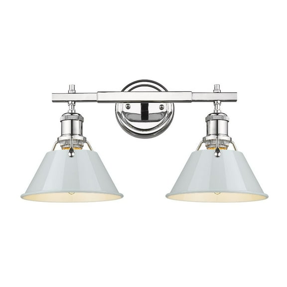 Orwell 2-Light Vanity Light in Chrome with Dusky Blue