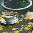 thumbnail image 2 of Ambesonne Nature Fitted Round Tablecloth, Lemon Branches Growth, 40"- 44" Diameter, Olive Green Yellow, 2 of 5