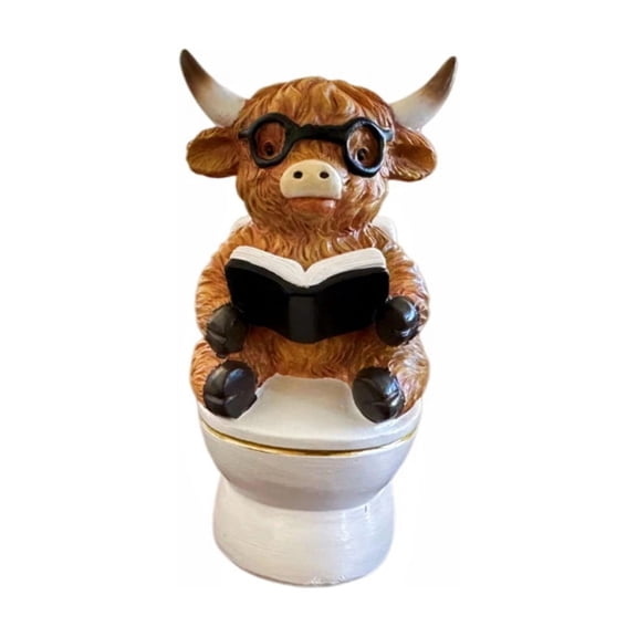 Highland Cow Bathroom Decor Statue - 3 Styles Resin Ornament, Waterproof Decorative Figurine for Home Accent, Cute Scottish Cattle Sculpture, Perfect Gift Idea for Bathroom Shelf or Desk