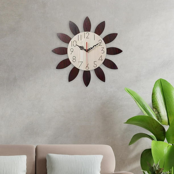 Reloj de pared de madera minimalista nórdico, relojes colgantes de