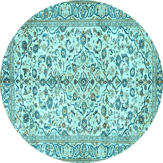 Ahgly Company Indoor Round Persian Light Blue Traditional Area Rugs, 5' Round