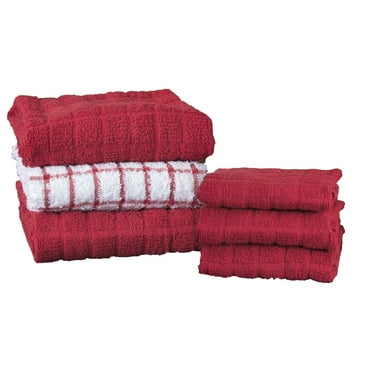 RITZ Terry Kitchen Towel and Dish Cloth, Set of 3 Towels and 3 Dish Cloths, Paprika
