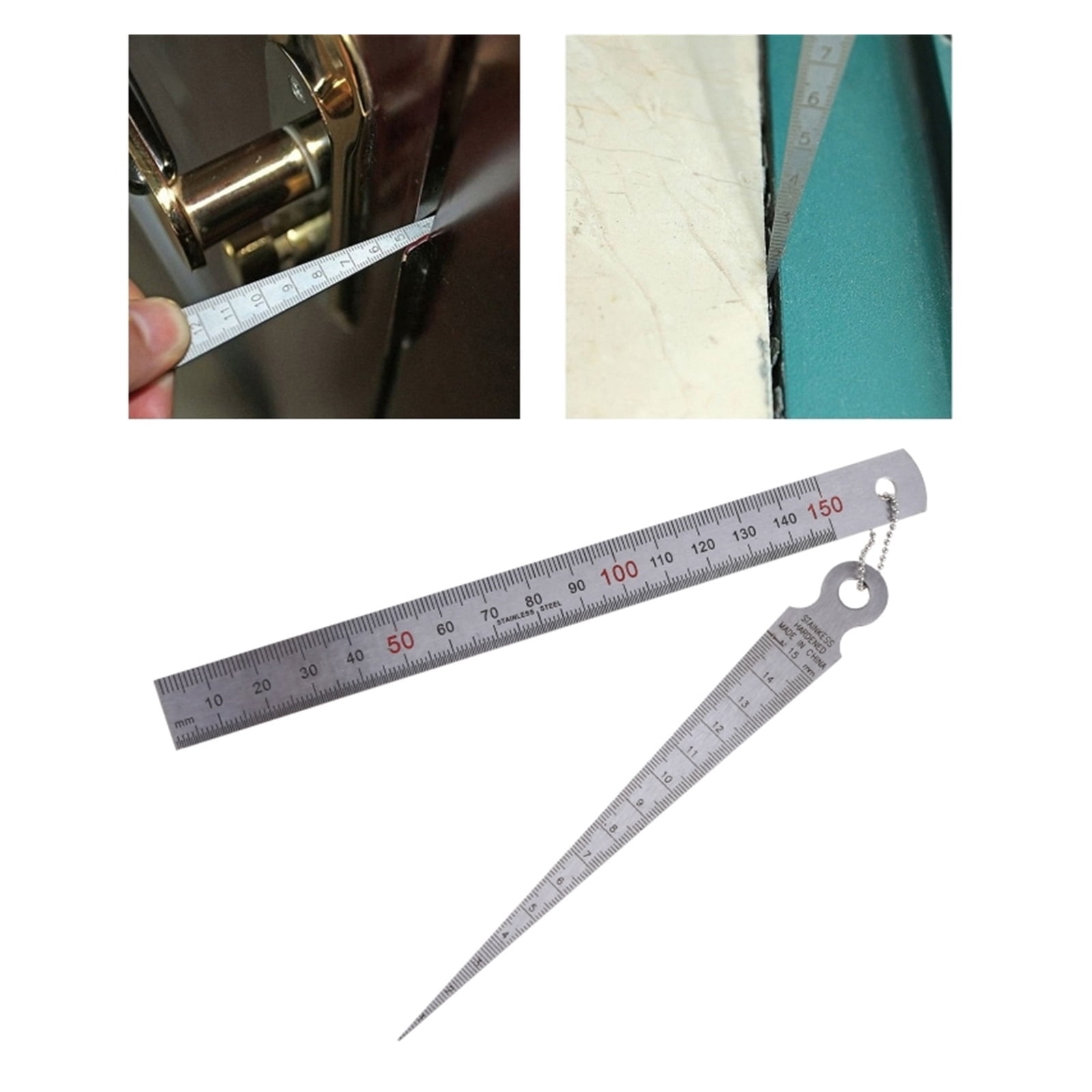 Taper Gauge Depth Gap Ruler Wedge Feeler 1-15mm Stainless Steel Hole Inspection ,Easy Identification