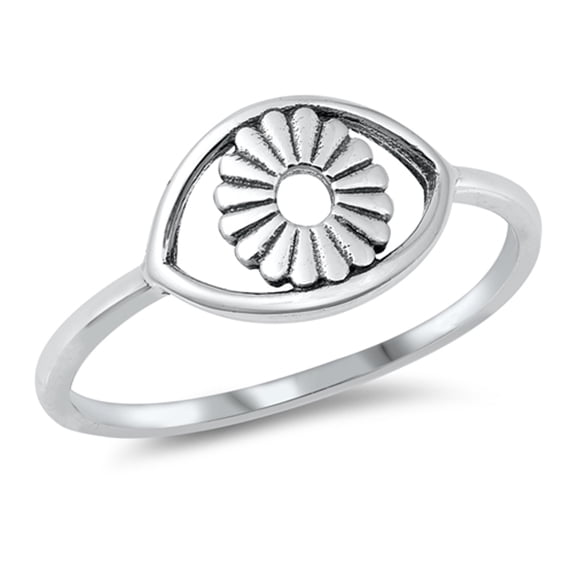 Polished Flower Eye Ring .925 Sterling Silver Band Jewelry Female Male Unisex Size 7