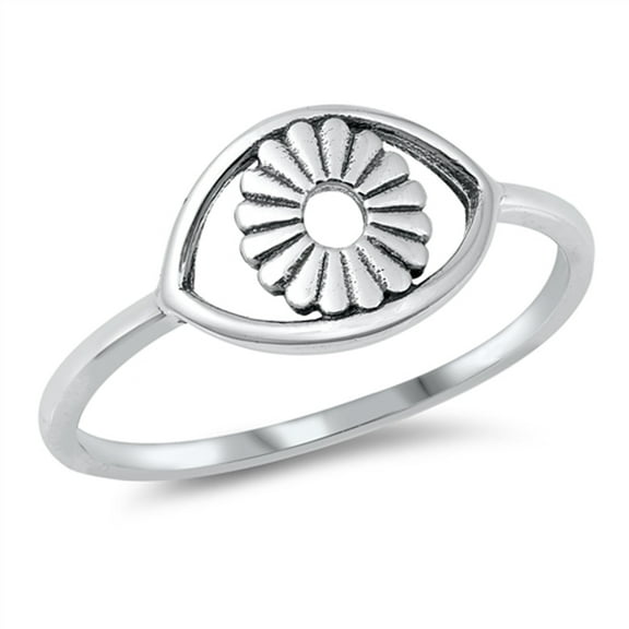 Polished Flower Eye Ring .925 Sterling Silver Band Jewelry Female Male Unisex Size 10
