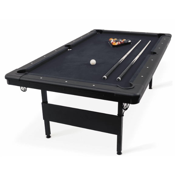 Acekid Black 6FT Compact Pool Table, Folding Billiards Table for Home with Carbon Steel Structure & Level MDF Surface