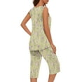 thumbnail image 5 of aohooy Womens Summer 2 Piece Pajama Sets Sleeveless Tops with Capris Pants Floral Print Lounge Ladies Pjs Sets with Pockets 2025 Khaki,M, 5 of 5