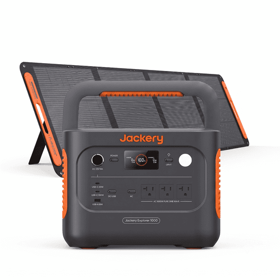 Jackery E1000AC 1060Wh Portable Power Station with 200W Solar Panel, 1500W Solar Kit for RV, Camping & Backup