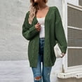 thumbnail image 6 of Fiaer Long Cardigan Sweaters For Women Long Sleeve Solid Loose Fit Casual Trendy Open Front Knitted Tops Green L, 6 of 8
