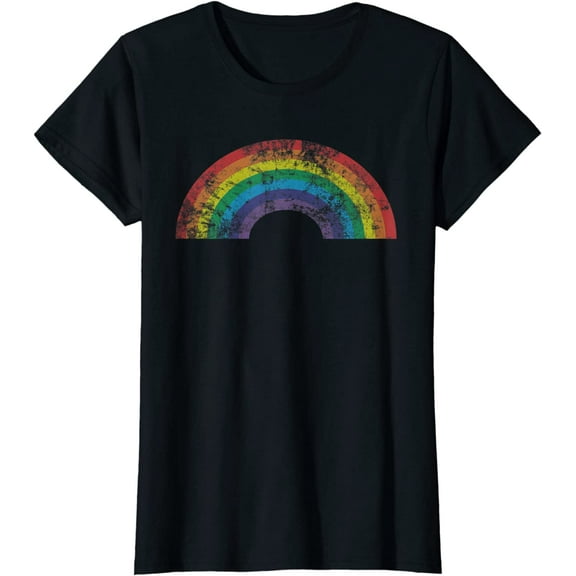 Rainbow Shirt Vintage 80's Retro Style Gift Short Seelve T-Shirt