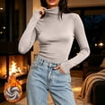 thumbnail image 2 of NominalSnug Womens Fleece Lined Thermal Tops Turtleneck Long Sleeve Shirts Winter Warm Base Layer Top with Thumble Hole, 2 of 8