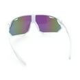 thumbnail image 7 of Boys Color Mirror Sportsmans Shield Oversized MTB Wrap Around Plastic Sunglasses White - Green Mirror, 7 of 7