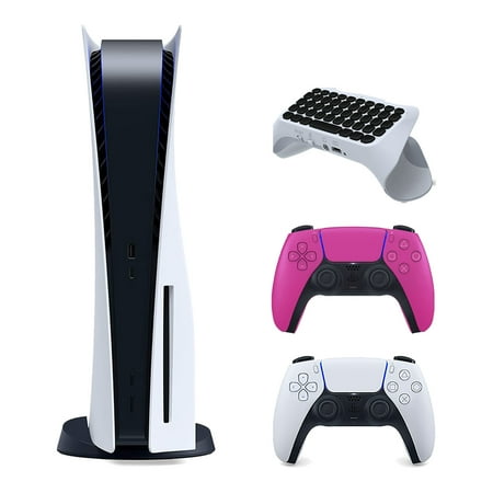 Sony Playstation 5 Disc Version Console with Extra Pink Controller and Surge Keypad Bundle