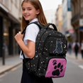 thumbnail image 6 of FKELYI 17 Inch School Backpack for Kids Schoolbag Primary School Daypack with Multi-Pockets Moon Star Cat Paw Black Print Spacious Rucksack Bookbag for Elementary Student, 6 of 7