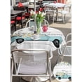 thumbnail image 5 of Outdoor Tablecloth with Umbrella Hole for Patio/Picnic/Party/Camping, Spring Daisy Waterproof Table Cloth Round Cover Washable, White Flowers Country Car Farmhouse Wood Grain (Dia 60"), 5 of 8