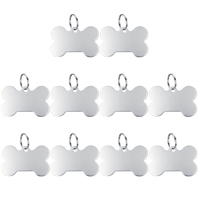 10PCS 1.5in Bone Shaped Dog Tag Creative Cat Personalized Tag Cat Tag with Ring