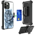 thumbnail image 3 of DALUX Card Holster Kickstand Holster Hybrid Phone Case Cover Compatible with Iphone 15 Pro - 6.1 inch (2023) - White TIger, 3 of 3