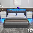 thumbnail image 3 of Kadyn Bedroom Night Stand,Nightstands,Bedside Table,2 Pack Modern Nightstand with Charging Station, Bedside Tables with LED Light and 3 Drawers, White, 3 of 11