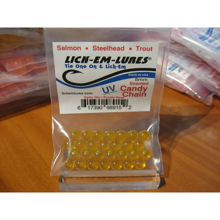 Lick'em Lures Candy Chain Soft Fishing Beads 8mm (Optic Purple