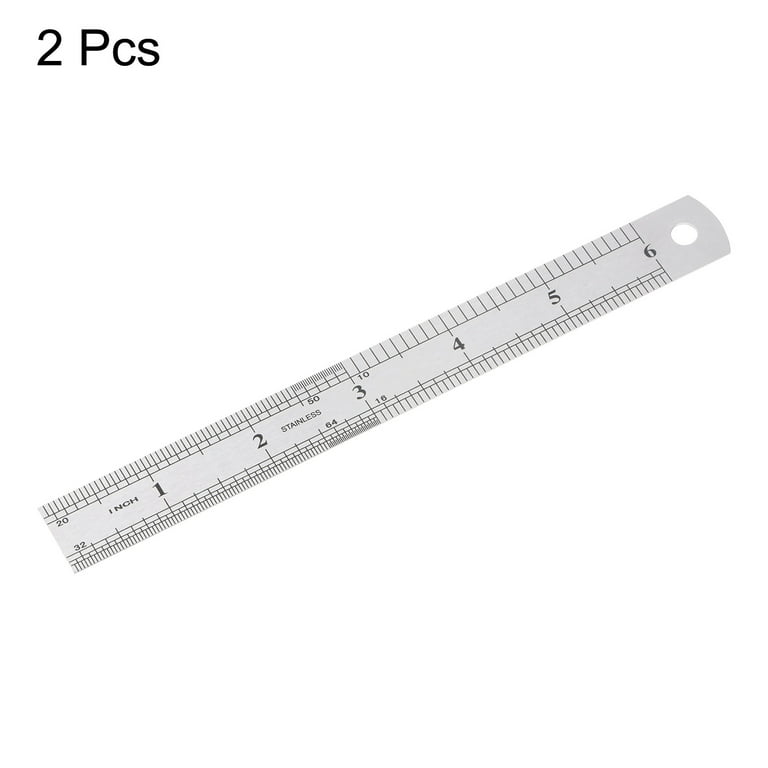 Uxcell 2pack Stainless Steel Ruler, 6 Metal Rulers 0.75 Wide Inch and  Metric Graduation 