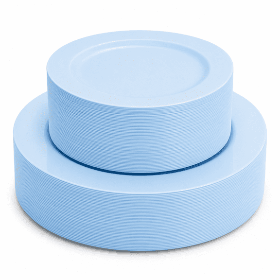 60light Blue Heavy Duty Plastic Disposable Party Plates Set - 3010.25" Dinner & 7.5" Dessert Durable Tableware For Easter Parties Wedding Bbq Shower