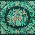 thumbnail image 1 of Ahgly Company Machine Washable Indoor Square Medallion Turquoise Blue French Area Rugs, 5' Square, 1 of 4