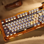GravaStar Mercury K1 Pro 75% Wireless Mechanical Keyboard, Gasket Mount, 8000mAh Battery, Kailh Speedy Mint Linear Switches, Dual RGB - Worn Yellow