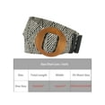 thumbnail image 4 of Womens Woven Stretch Belts, Straw Rattan Wooden Buckle Elastic Wide Waistband Waist Belt for Dress Black & White Stripe 23.62-33.46", 4 of 5
