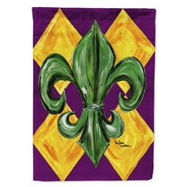Carolines Treasures 8133CHF Mardi Gras Harlequin Fleur de lis Flag Canvas, Large, Multicolor