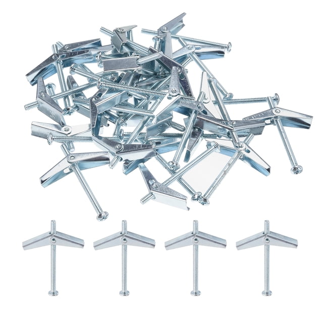 Uxcell 20Pack Anclajes de Mariposa de Resorte, Anclajes de Mariposa de 1/8"x2" de Acero al Carbono con Cabeza Redonda