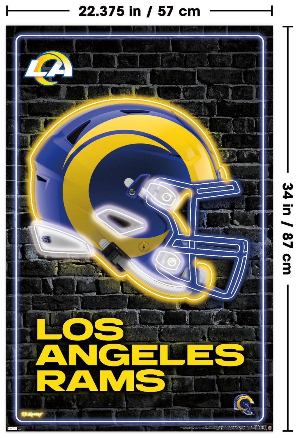 NFL Los Angeles Rams - Neon Helmet 23 Wall Poster, 22.375" x 34"