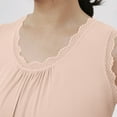 thumbnail image 5 of Women's Cotton Tank Tops Lace Trim Soft Plus Size Sleeveless Pleated Tee Shirt Summer Casual Clothes (Free Size, Beige), 5 of 5