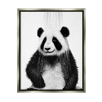 Stupell Industries Panda Bathroom Splash Animals & Insects Painting Gray Floater Framed Canvas Art Print Wall Art, 25 x 31
