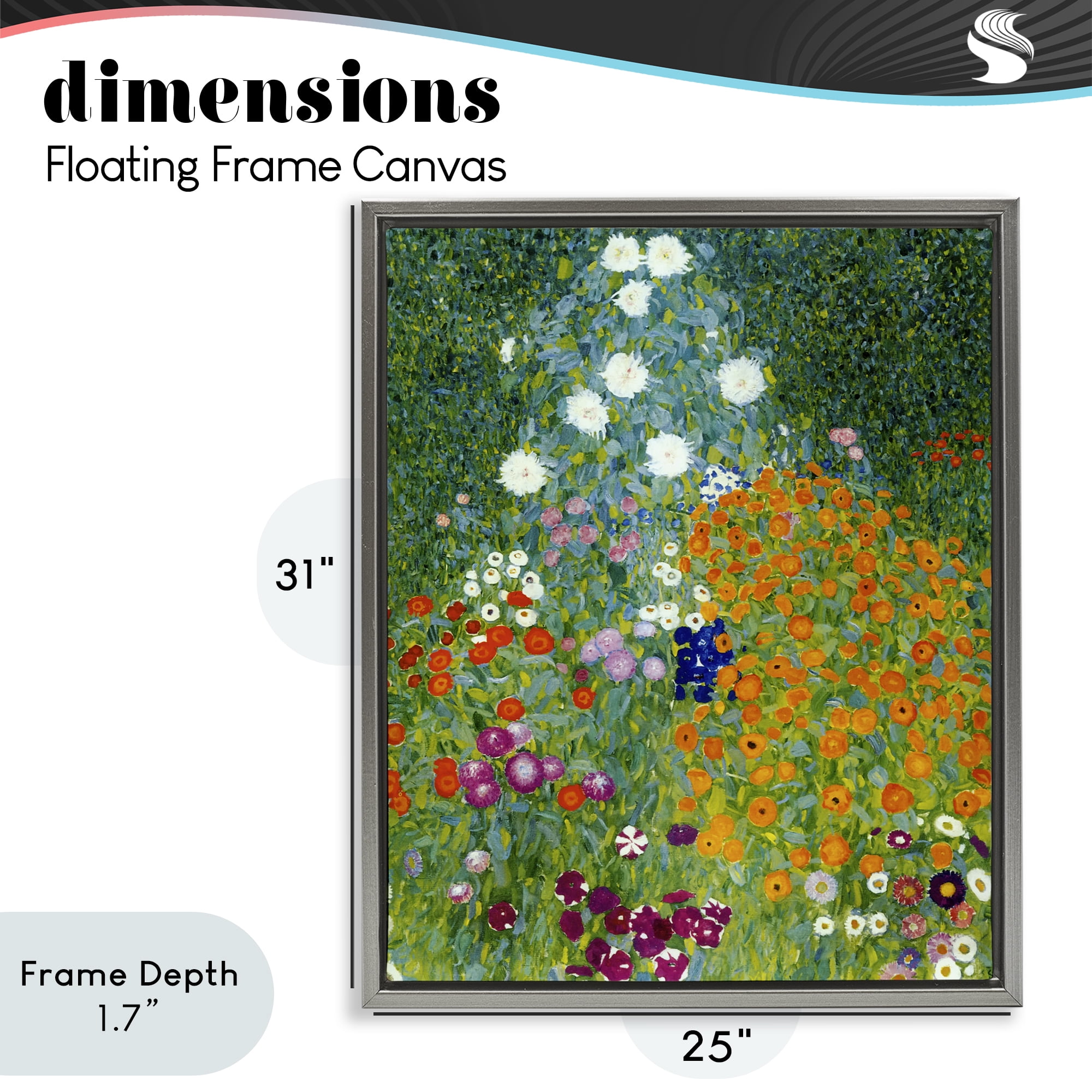 Stupell Industries Farm Garden Classic Klimt Gray Framed Floater Canvas Wall Art, design by Vintage Hustle