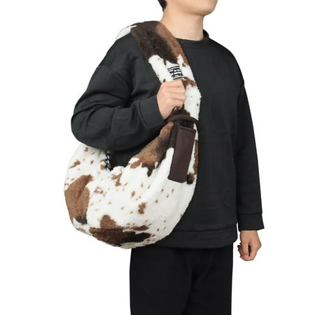 Soft Plush Small Dog Bag Pet Carrier Cat Bag Puppy Kitten Travel Shoulder Slings Bag (Brown Beige)