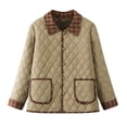 thumbnail image 1 of RXMEKW Winter Coats Women, Lightweight Patchwork Warm Coat with Fleece Lining, 1 of 9