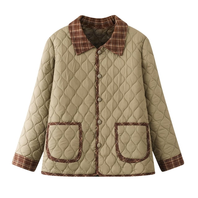 RXMEKW Winter Coats Women, Lightweight Patchwork Warm Coat with Fleece Lining