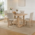 thumbnail image 2 of 48Inch Kitchen Table 5-Piece Solid Wood Rectangular Dining Room Set with 4 Upholstered Chairs for Kitchen & Dining Room, Natural, 2 of 8