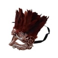 thumbnail image 3 of Skull Red Feather Masquerade Mardi Gras Men's Mask, 3 of 5