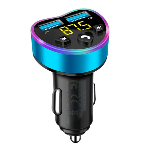 TopLLC USB Car Adapter Wireless Bluetooth Kit 4.8A Fast USB Charger Hands-free FM Bluetooth Transmitter on Clearance