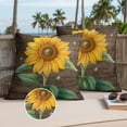 thumbnail image 2 of Summer Sunflower Outdoor Pillow Covers Pack of 2 Yellow Floral Plants Bees Brown Wood Grain Waterproof Throw Pillow Covers Decorative Cushion Cases for Patio Garden Tent Balcony Couch 26x26 inch, 2 of 9