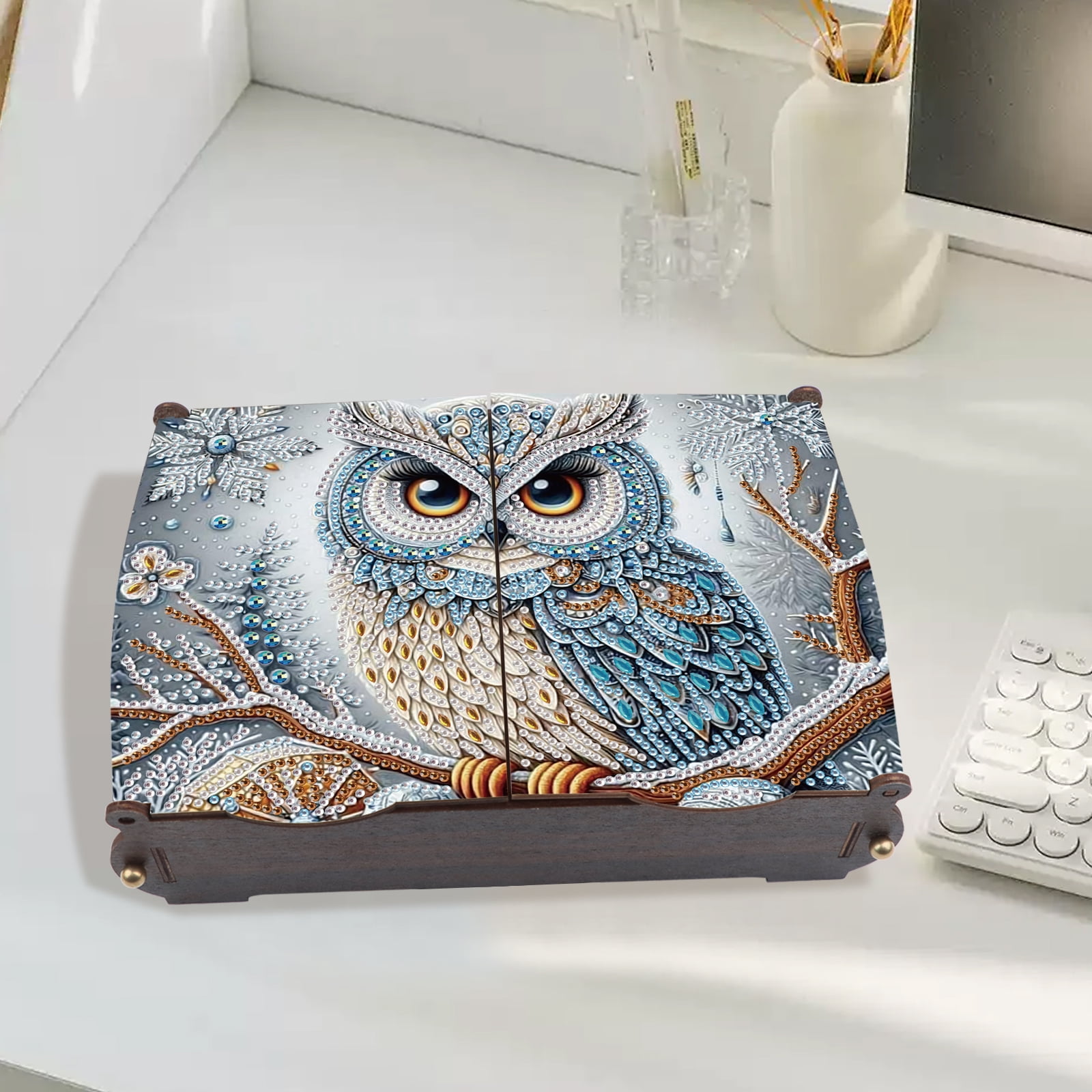Diamond Painting Kit Storage Box Bold Owl DIY Multi-Functional Craft Storage Box Perfect for Home Offices and Holiday Gifts