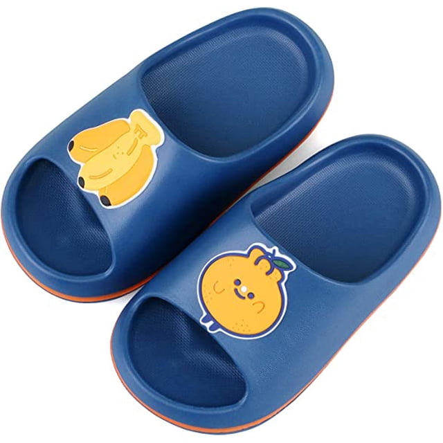 Zapatillas de frutas para niñas y niños, zapatillas de baño para niños, sandalias deslizantes de verano, zapatos de agua para piscina de playa (niños/pequeños/grandes), azul oscuro WD.WDQZL Hogar