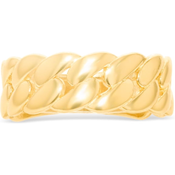 Floreo 10k Yellow Gold 7mm Cuban Link Ring, Sizes 4 - 13