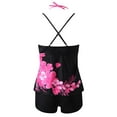 thumbnail image 5 of Niuer Women Strappy Tankini Set Floral Print Swimsuits with Shorts 2 Piece Halter Neck Swimwear Pink 4XL, 5 of 7