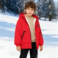 thumbnail image 3 of Swanpen Boys Winter Lined Hooded Jacket, Color Block Windproof Thick Padded Coat, Warm Thermal Kids Outerwear for Cold Weather, 3 of 5
