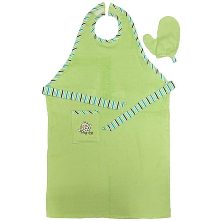 Stay Dry Bath Apron and Towel with Washmitt, Green